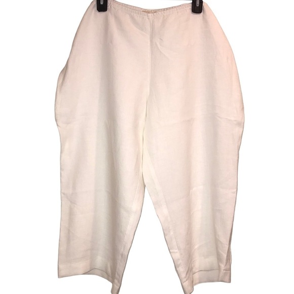 Eileen Fisher Linen Woman’s White Capri Pant Size XL N6 - Picture 1 of 7